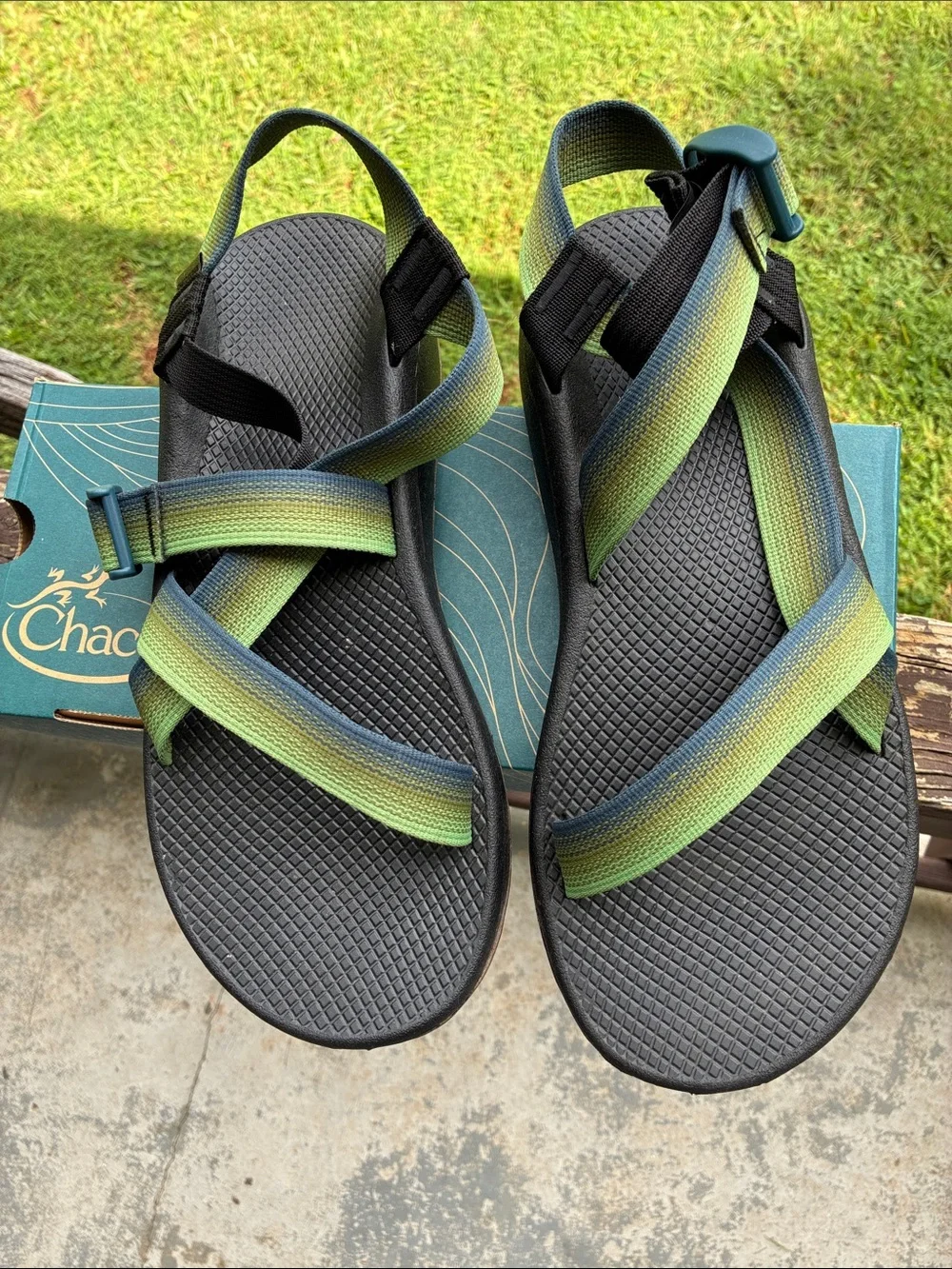 Chaco Men's ZCloud Sandals “Fade Green” with Green-Blue Gradient Straps